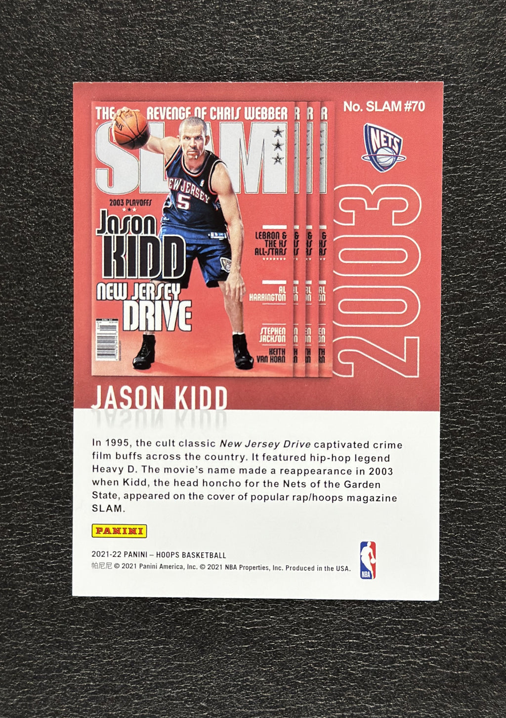 2021-22 Panini NBA Hoops Jason Kidd SLAM #70 - back