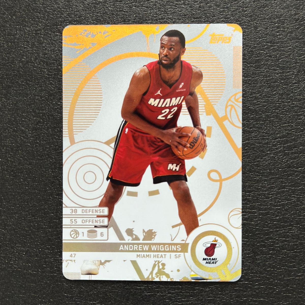 2025-26 Topps Match Attax Andrew Wiggins #47 White Base - front, flat view