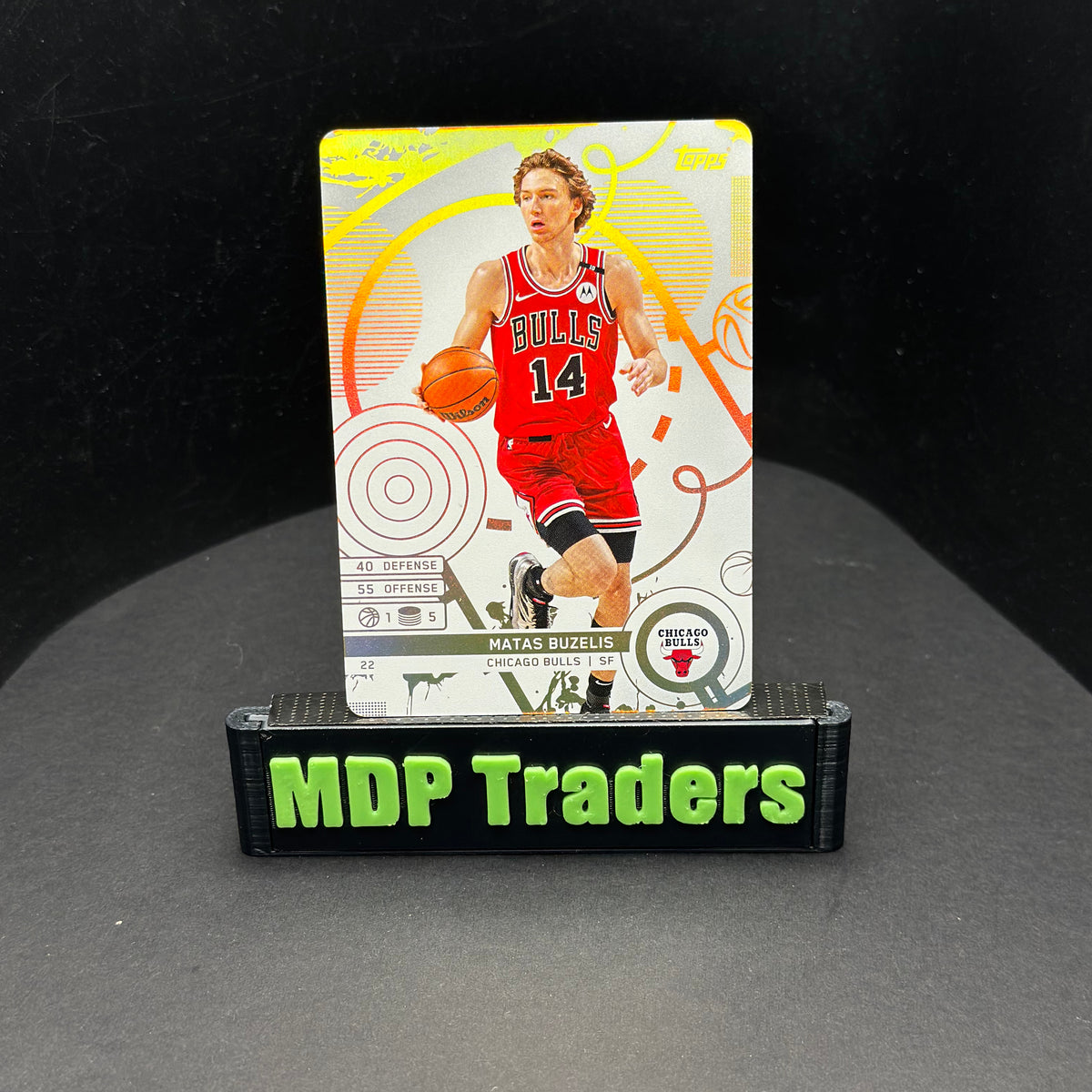 2025-26 Topps Match Attax Matas Buzelis #22 White Base - front, stand view