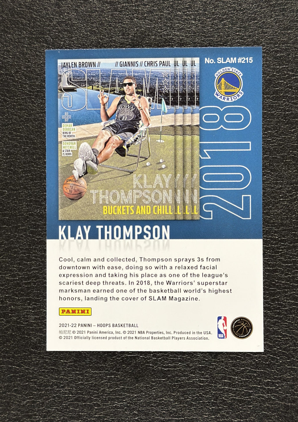 2021-22 Panini NBA Hoops Klay Thompson SLAM #215 - back