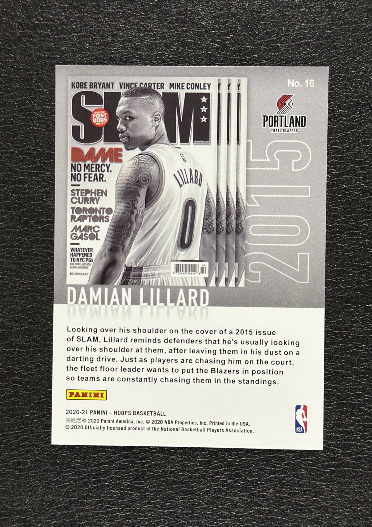 2020-21 Panini NBA Hoops Damian Lillard SLAM #16 - back
