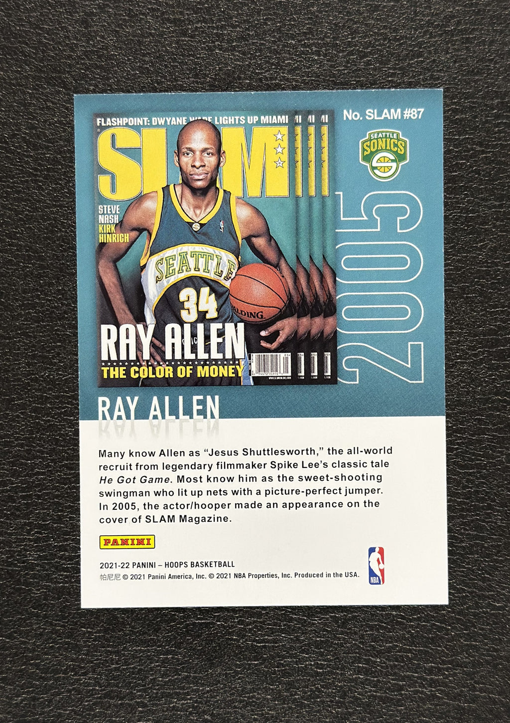 2021-22 Panini NBA Hoops Ray Allen SLAM Winter #87 - back