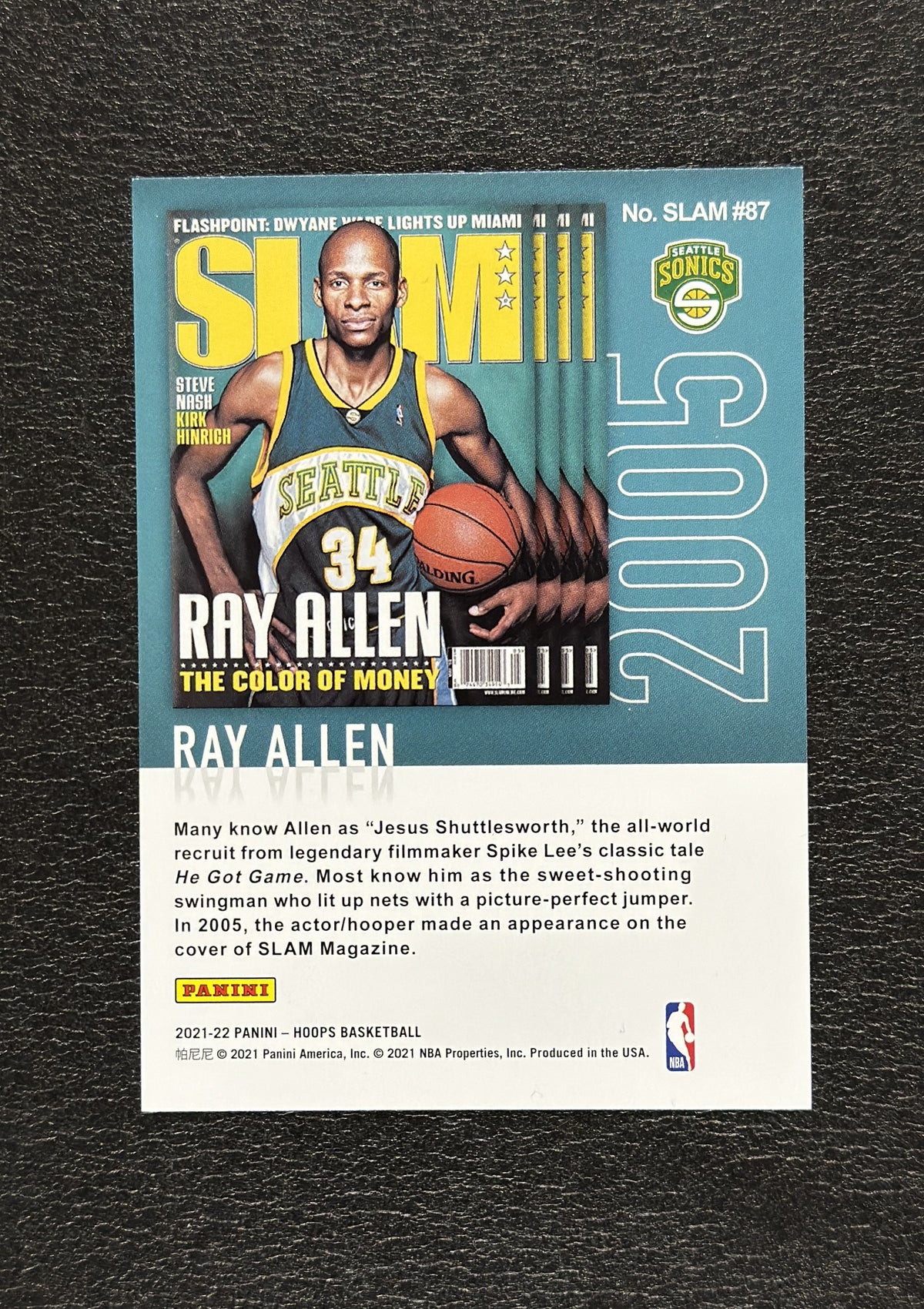 2021-22 Panini NBA Hoops Ray Allen SLAM #87 - back