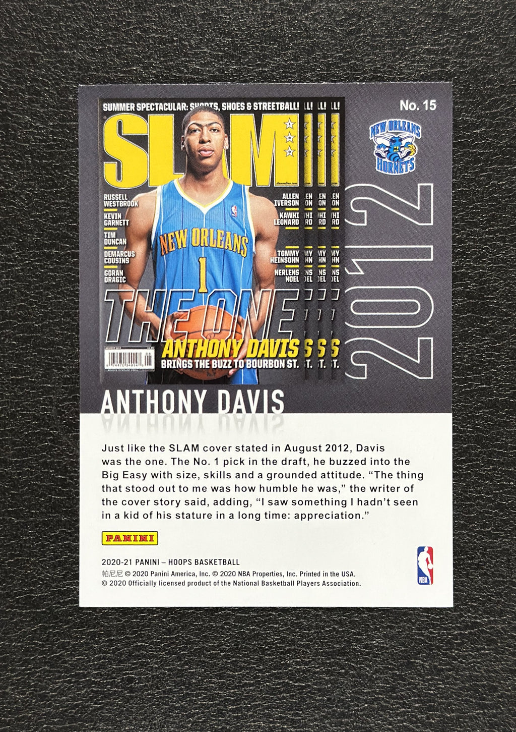 2020-21 Panini NBA Hoops Anthony Davis SLAM Winter #15 - back