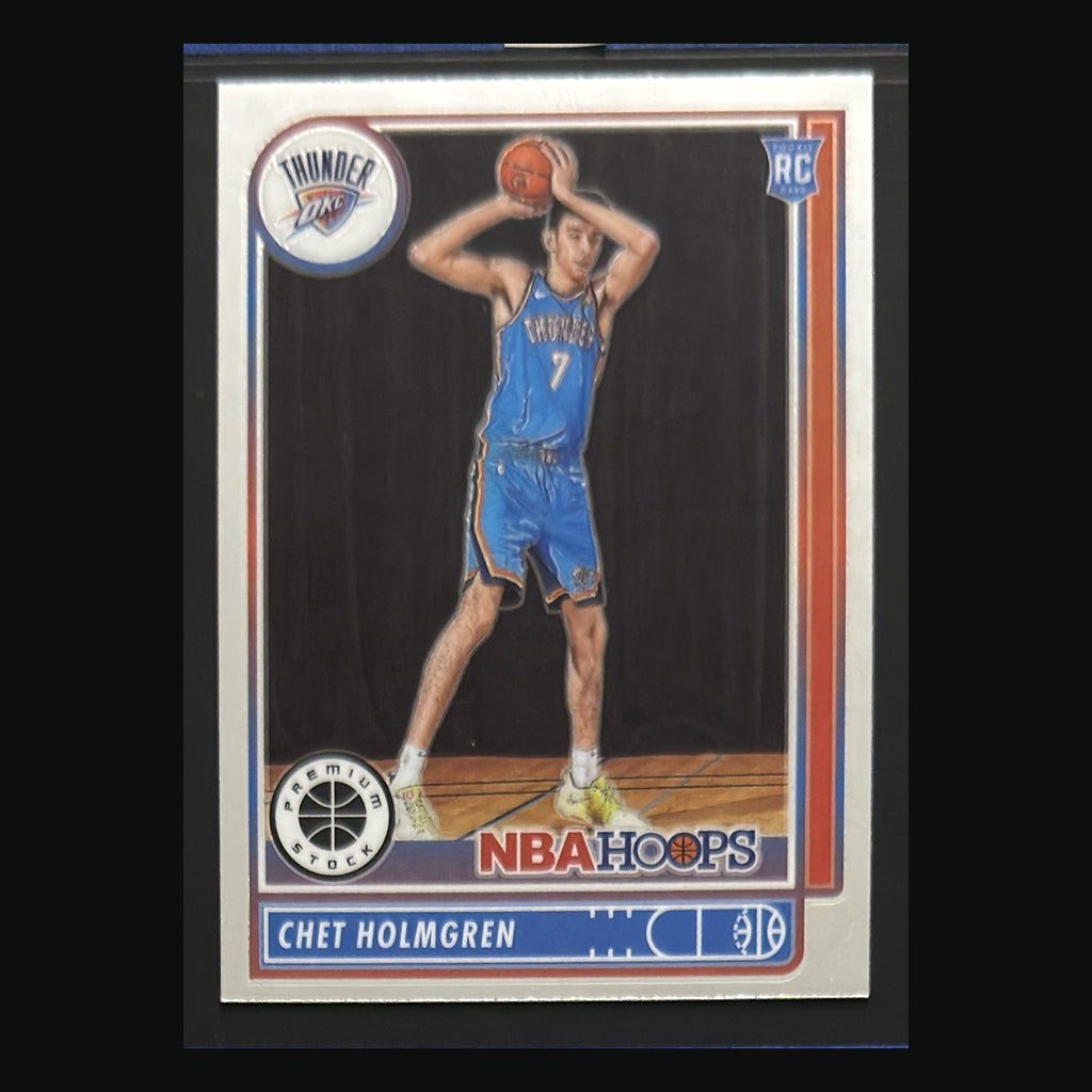Front of 2022-23 Panini Chronicles Hoops Premium Stock Chet Holmgren RC #588 — exact card shown