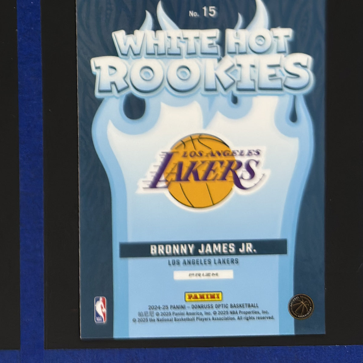 2024-25 Panini Donruss Optic White Hot Rookies Purple Bronny James Jr. RC #15 — back view