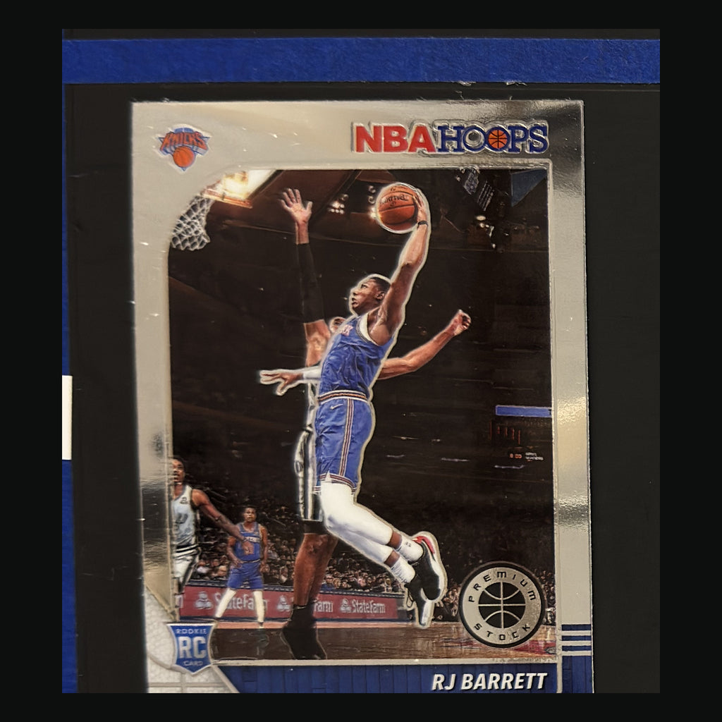 2019-20 Panini NBA Hoops Premium Stock Silver Lazer Prizm R.J. Barrett RC #201 — front view
