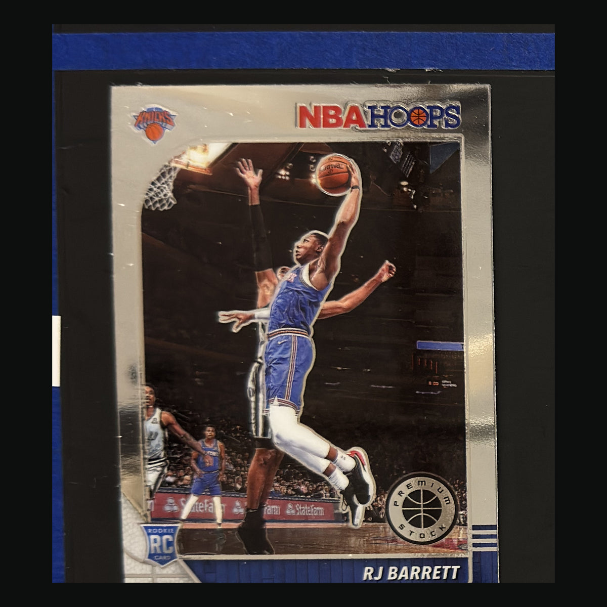 2019-20 Panini NBA Hoops Premium Stock Silver Lazer Prizm R.J. Barrett RC #201 — front view