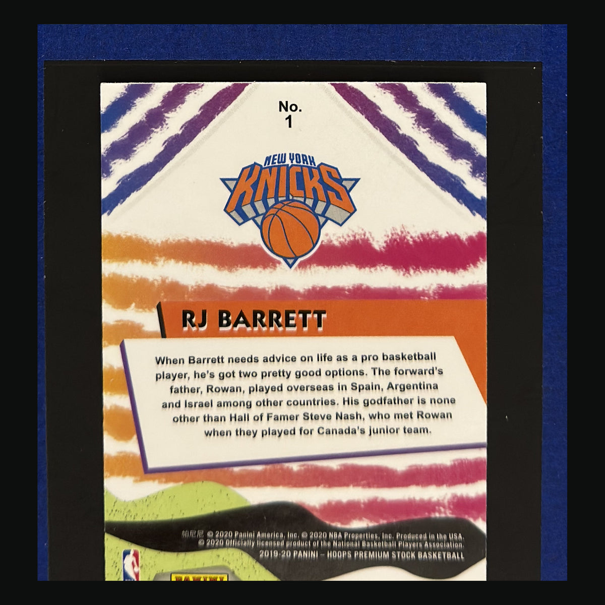 2019-20 Panini NBA Hoops Premium Stock We Got Next R.J. Barrett RC #1 — back view