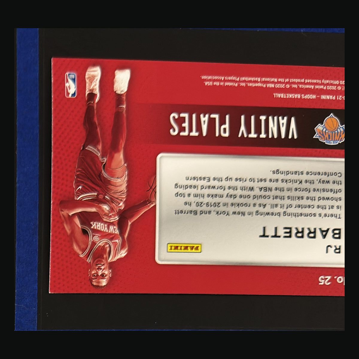 2020-21 Panini NBA Hoops Vanity Plates R.J. Barrett #25 — back view