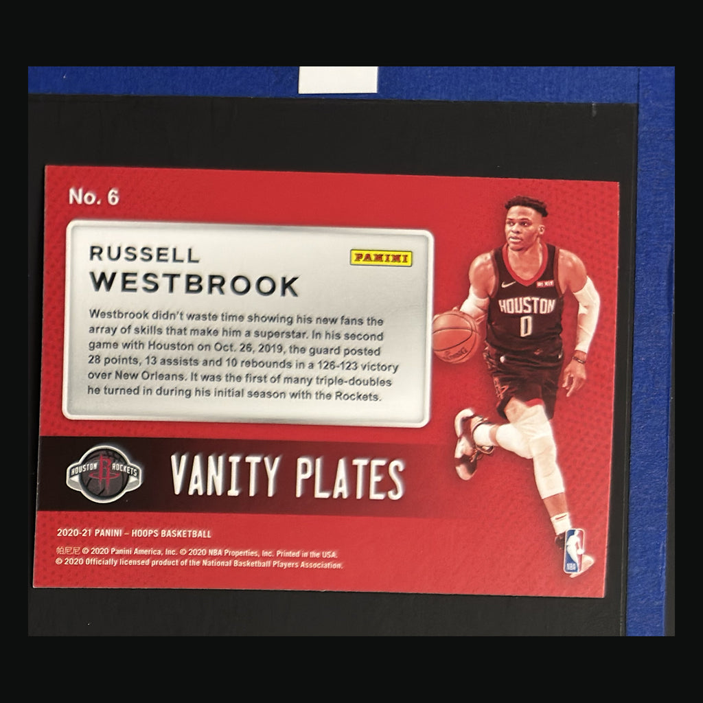 2020-21 Panini NBA Hoops Vanity Plates Russell Westbrook #6 — back view