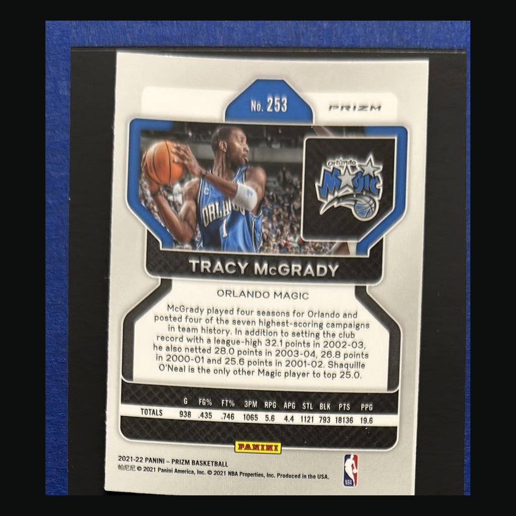 2021-22 Panini Prizm Orange Cracked Ice Tracy McGrady #253 — back view