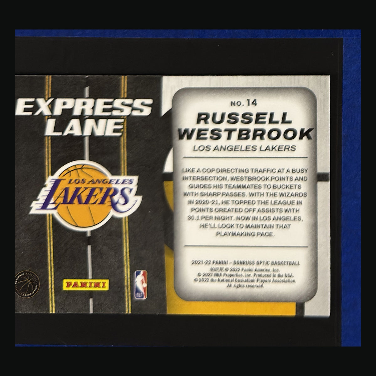 2021-22 Panini Donruss Optic Express Lane Russell Westbrook #14 — back view
