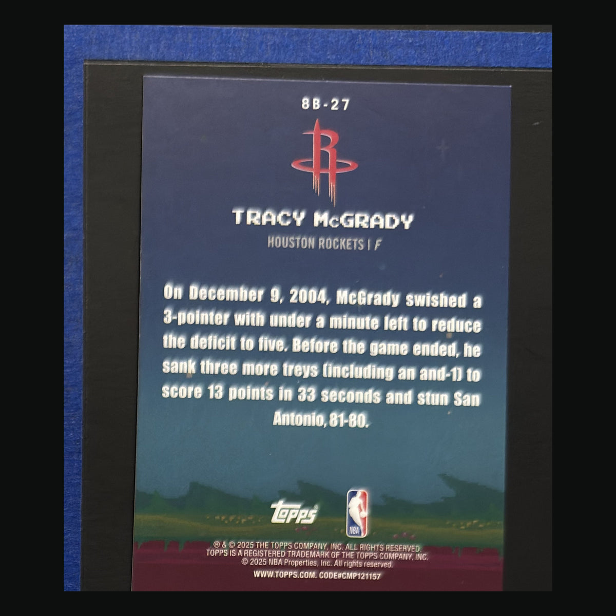 2025-26 Topps 8-Bit Ballers Sand-Glitter Holo Foil Tracy McGrady #8B-27 — back view