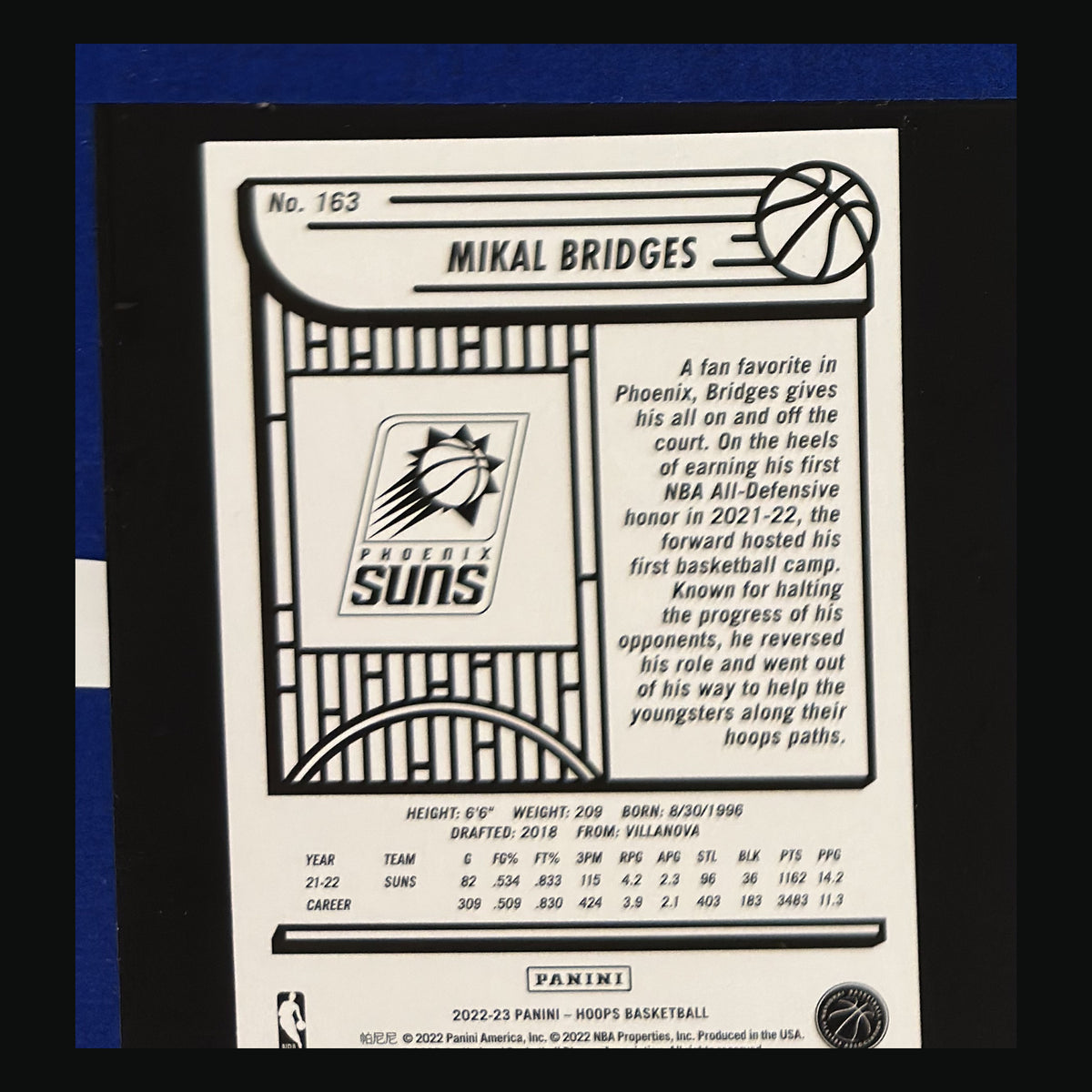 2022-23 Panini NBA Hoops Purple Mikal Bridges #163 back