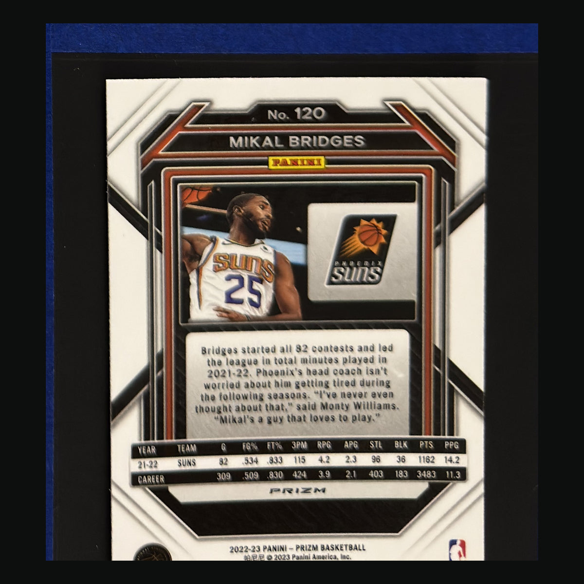 2022-23 Panini Prizm Red Cracked Ice Mikal Bridges #120 back