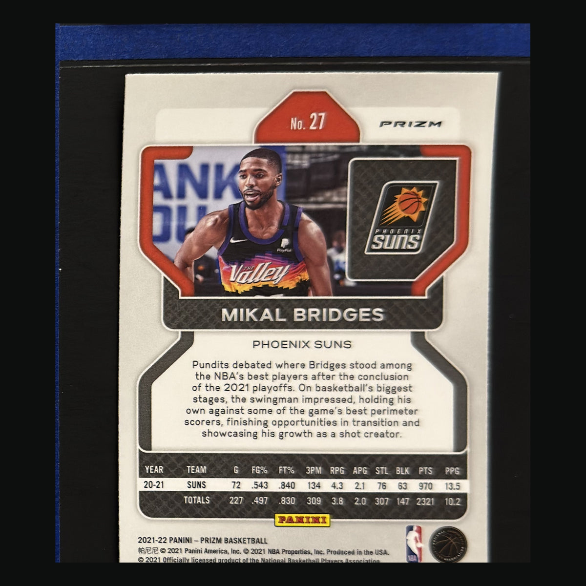 2021-22 Panini Prizm Purple Wave Mikal Bridges #27 back