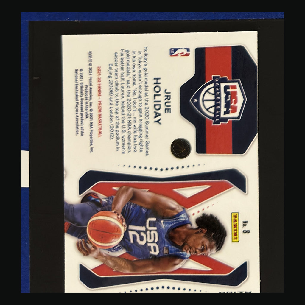 Back of 2021-22 Panini Prizm USA Basketball Green Wave Jrue Holiday #8