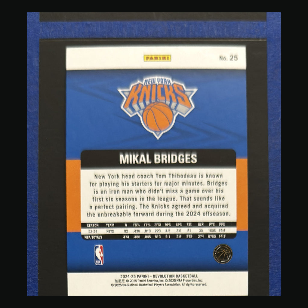 Back of 2024-25 Panini Revolution Mikal Bridges #25