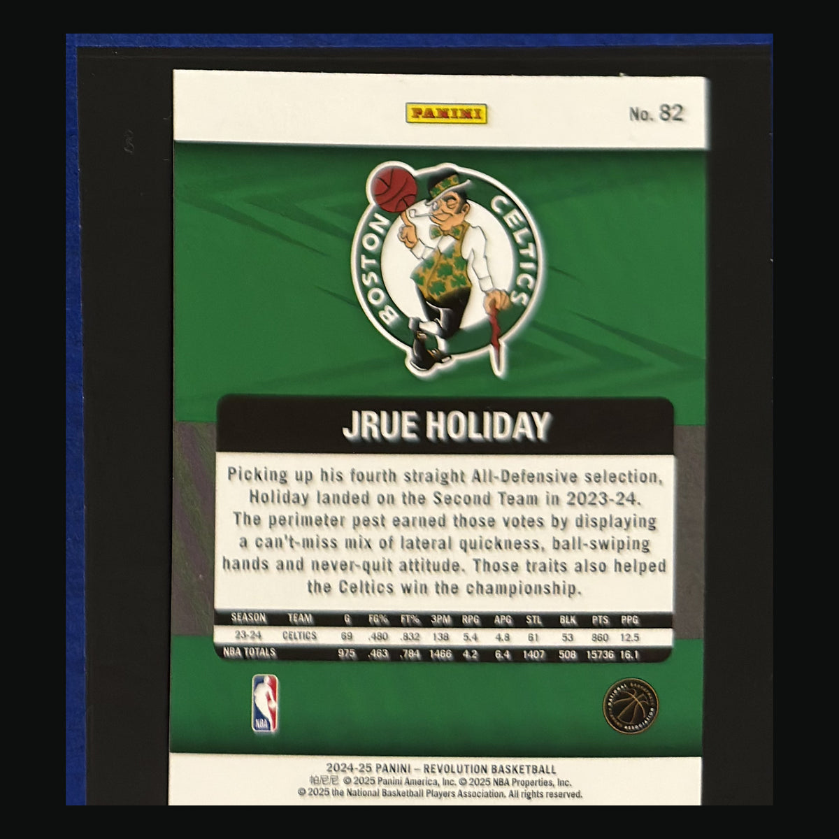 Back of 2024-25 Panini Revolution Jrue Holiday #82