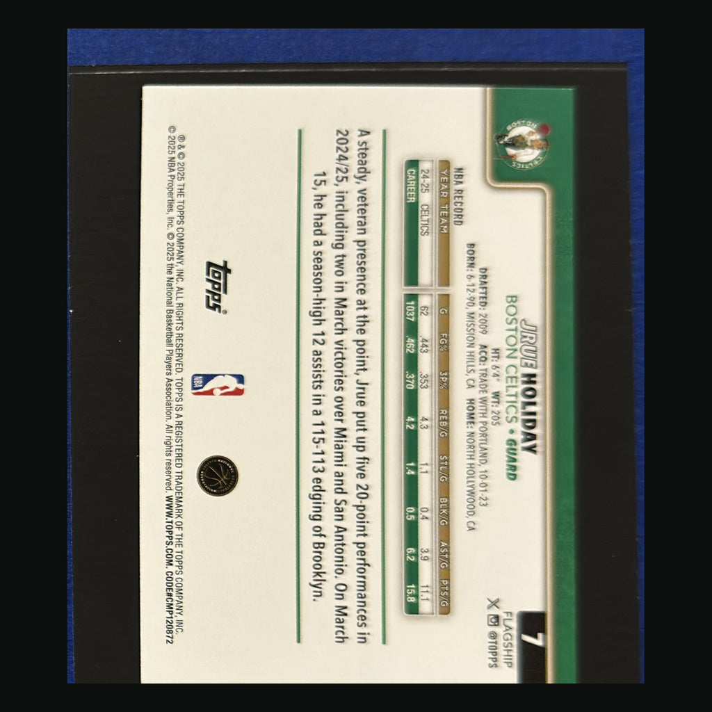 Back of 2025-26 Topps Sandglitter SSP Jrue Holiday #7