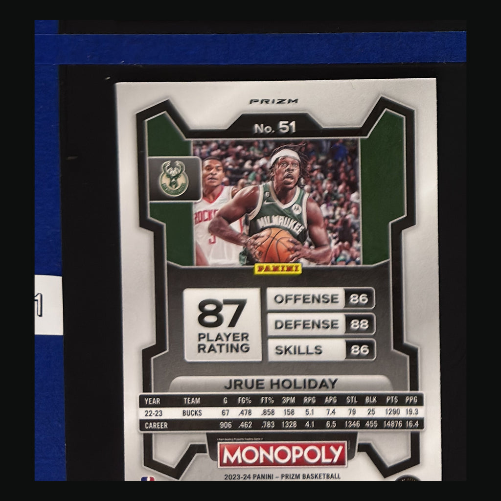 2023-24 Panini Prizm Monopoly Purple Wave Prizm Jrue Holiday #51 — back