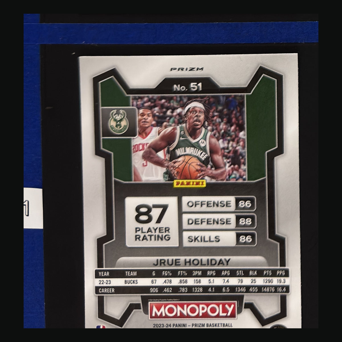 2023-24 Panini Prizm Monopoly Purple Wave Prizm Jrue Holiday #51 — back
