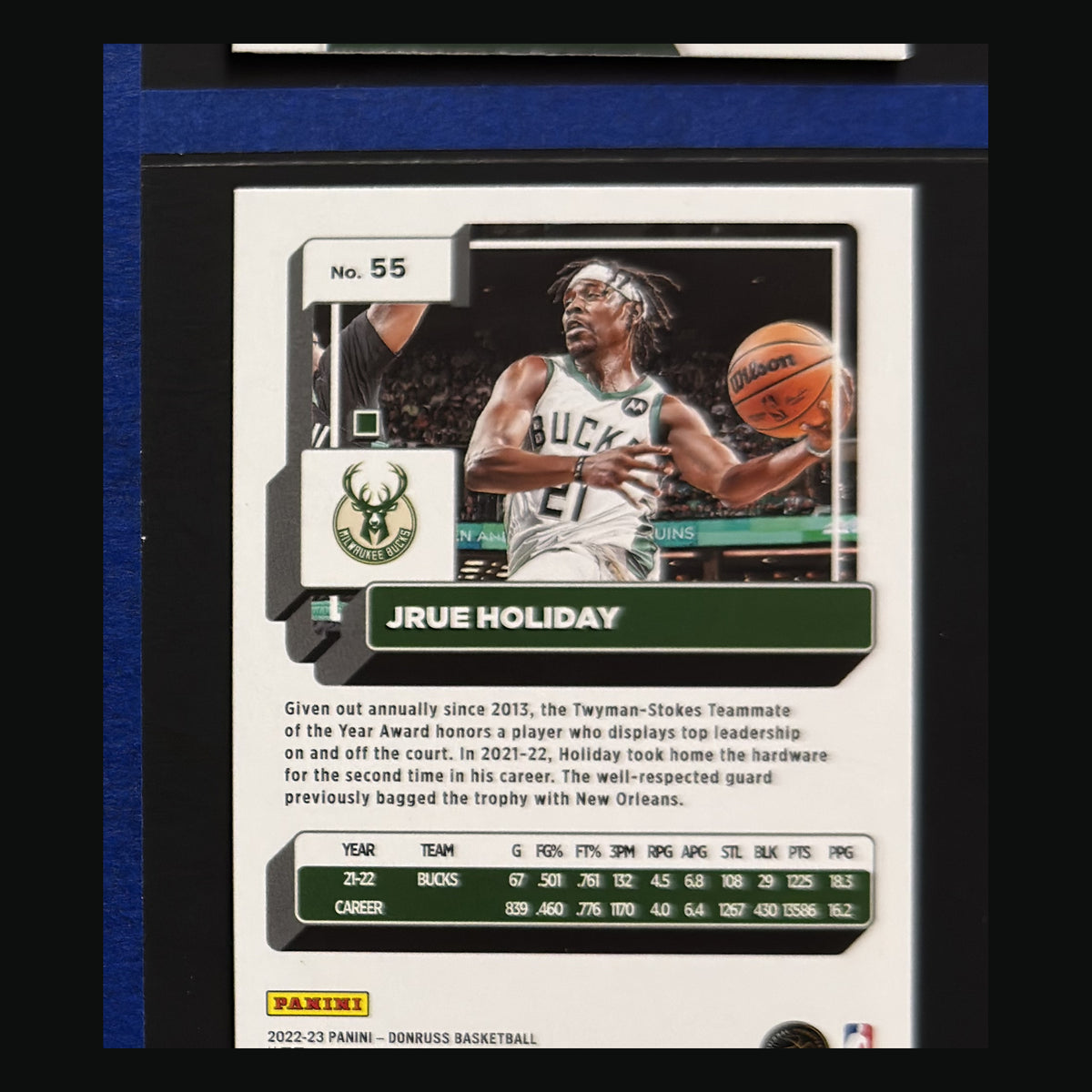 2022-23 Panini Donruss Holo Green Laser Jrue Holiday #55 — back
