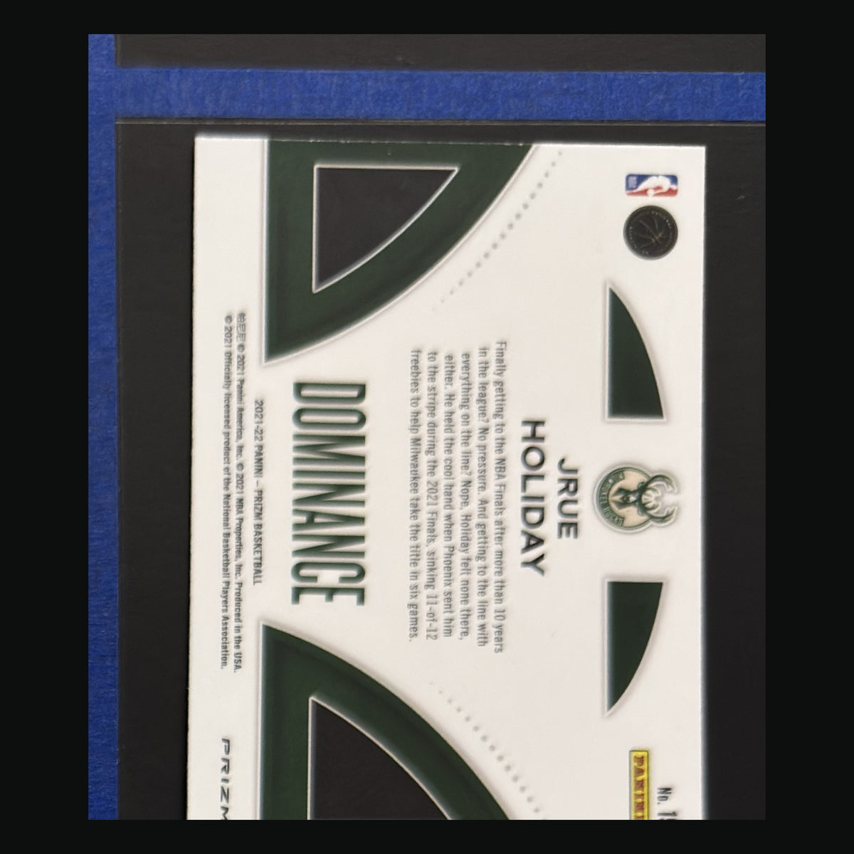 2021-22 Panini Prizm Dominance Green Wave Prizm Jrue Holiday #19 — back