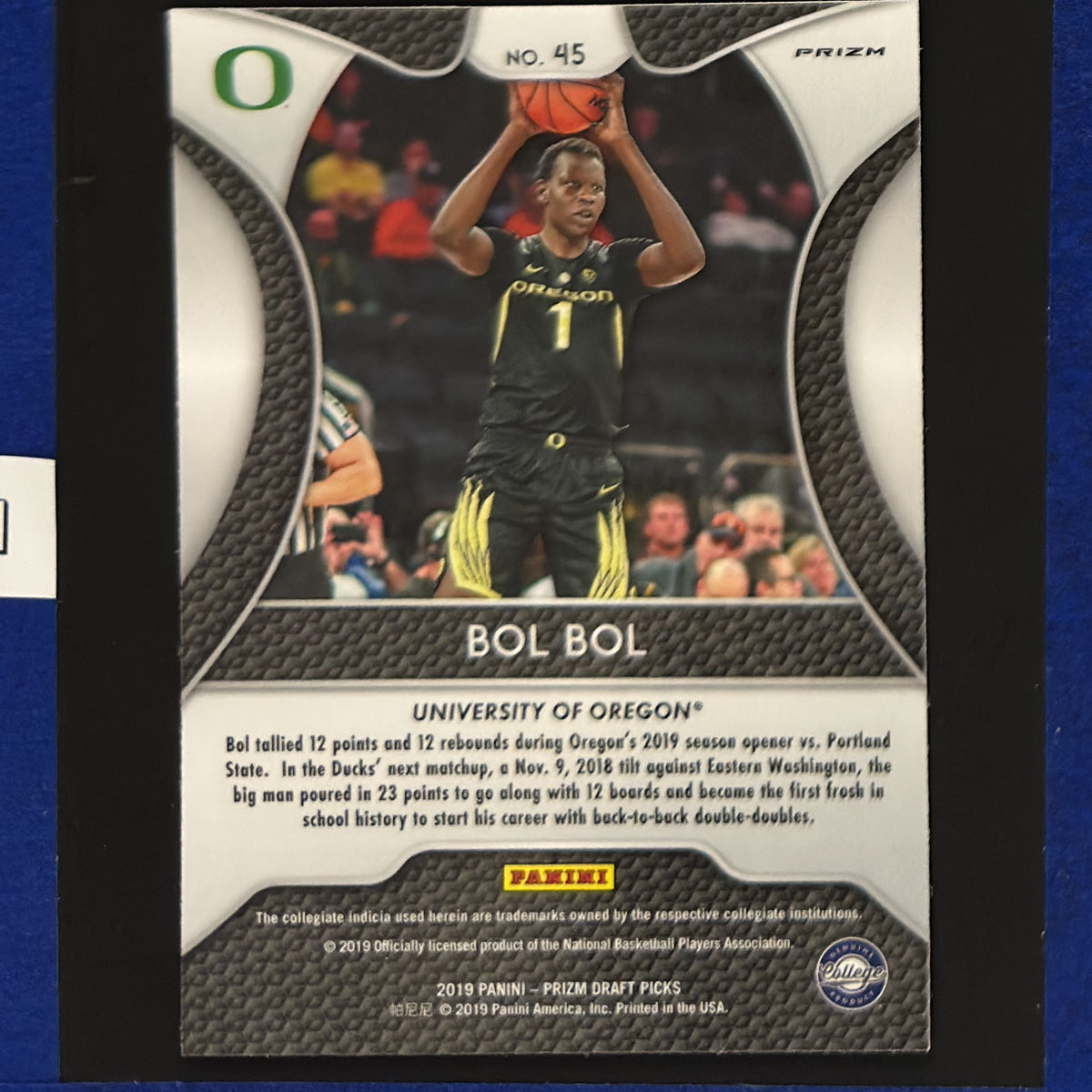 2019 Panini Prizm Draft Picks Red Bol Bol RC #45 — back view