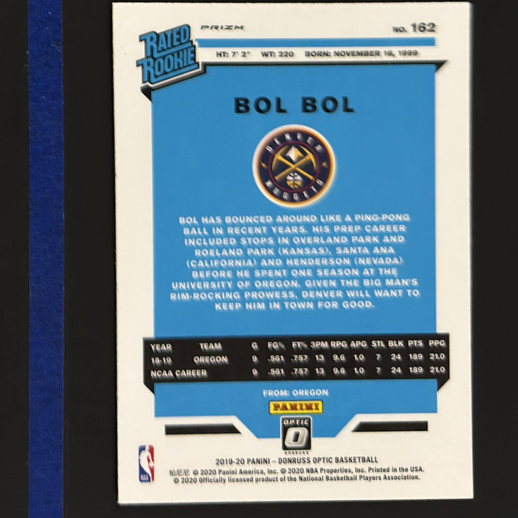 2019-20 Panini Donruss Optic Rated Rookie Hyper Pink Bol Bol RC #162 — back view