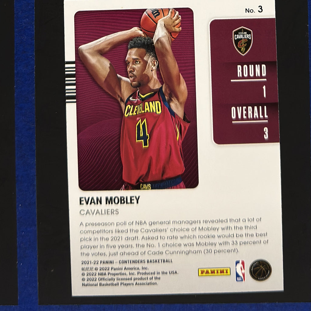2021-22 Panini Contenders 2021 Draft Class Evan Mobley RC #3 — back view