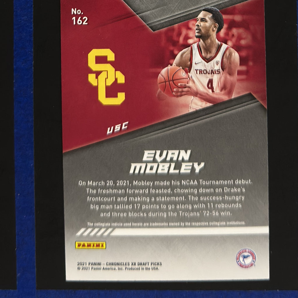 2021-22 Panini Chronicles Draft Picks XR Evan Mobley RC #162 — back view