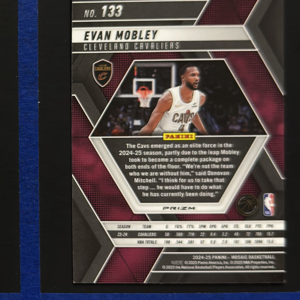 2024-25 Panini Mosaic Silver Mosaic Evan Mobley #133 — back view