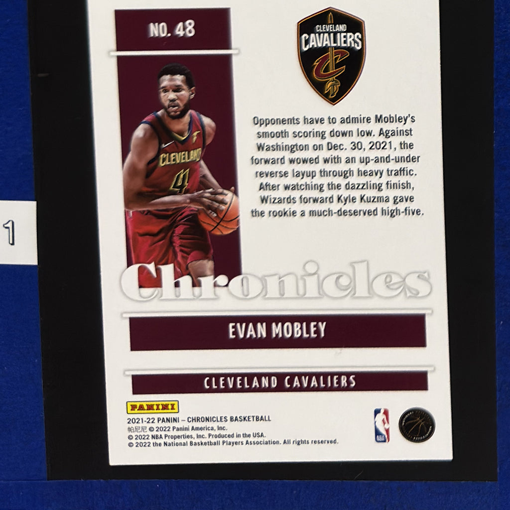2021-22 Panini Chronicles Evan Mobley RC #48 — back view