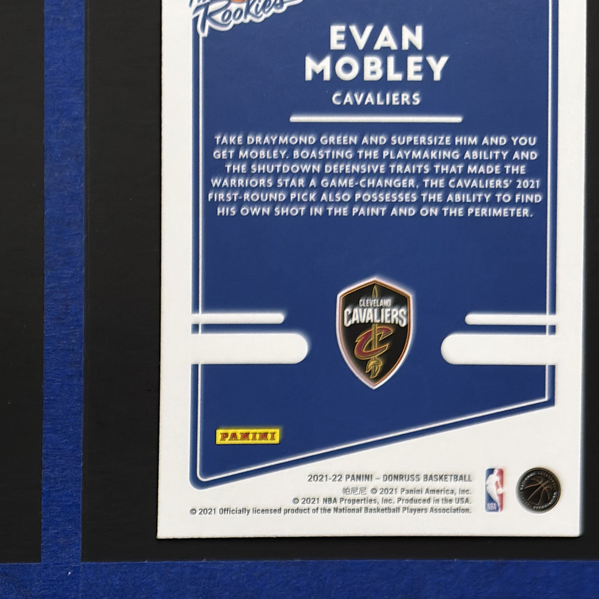 2021-22 Panini Donruss The Rookies Evan Mobley RC #3 — back view