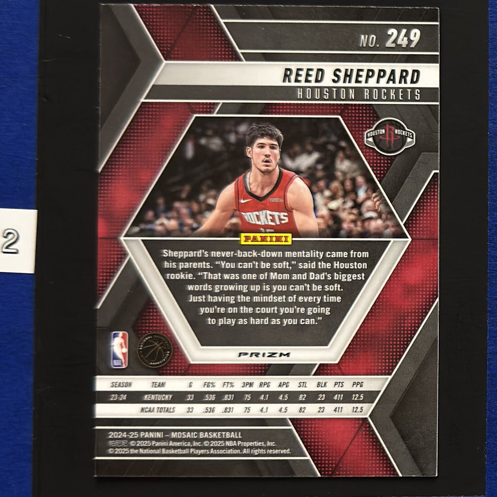 2024-25 Panini Mosaic Silver Mosaic Reed Sheppard RC #249 — back view