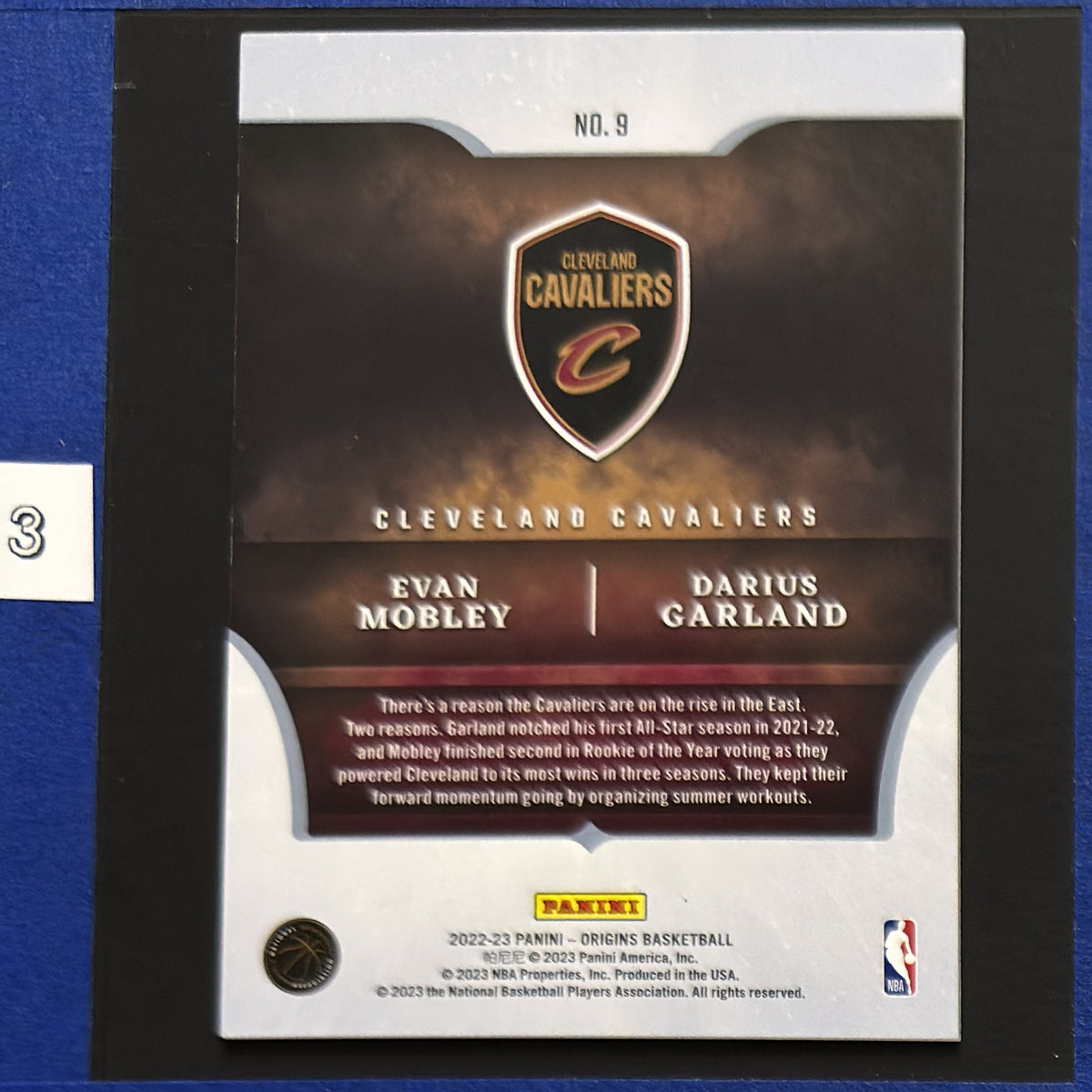 2022-23 Panini Origins Roots of Greatness Evan Mobley / Darius Garland #9 — back view