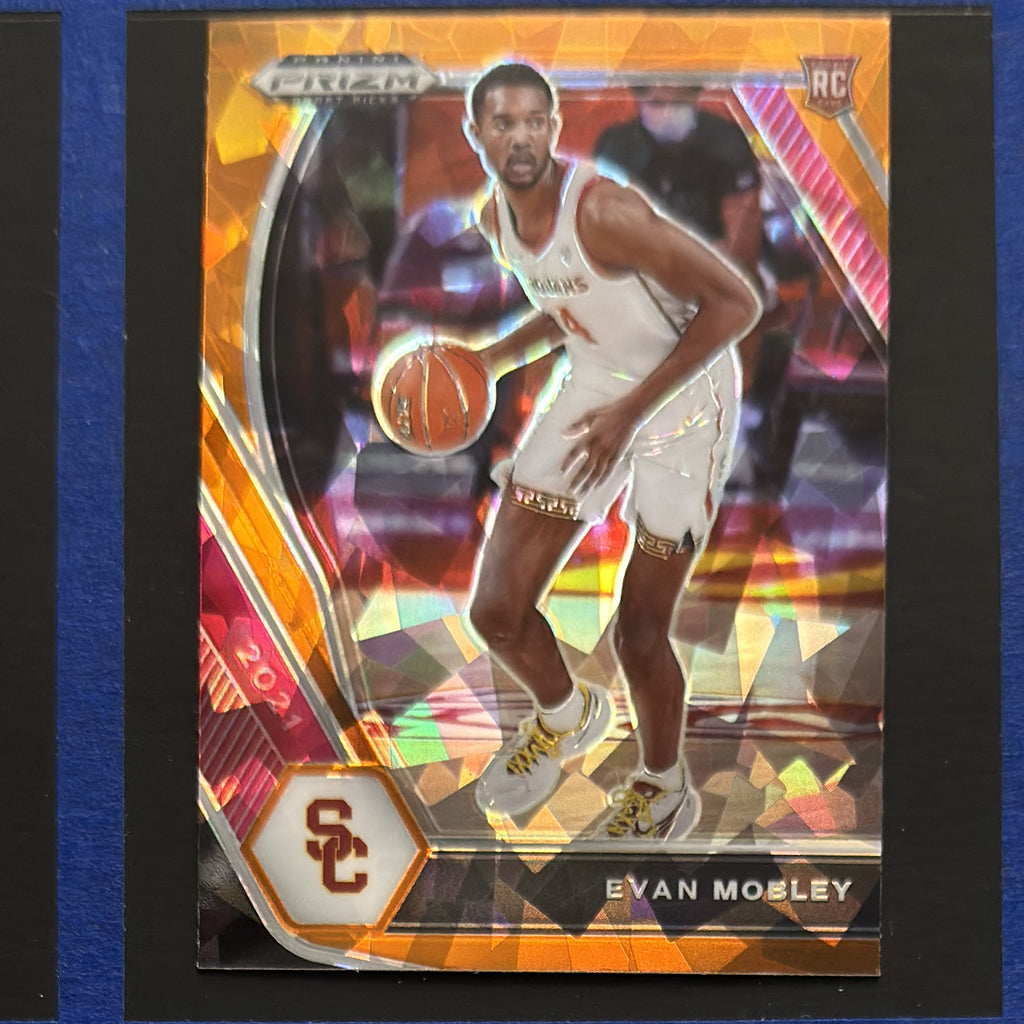 2021-22 Panini Prizm Draft Picks Orange Cracked Ice Image Variation Evan Mobley RC #2 — front view