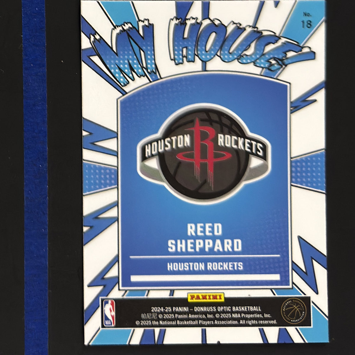 2024-25 Panini Donruss Optic My House! Reed Sheppard RC #18 — back view