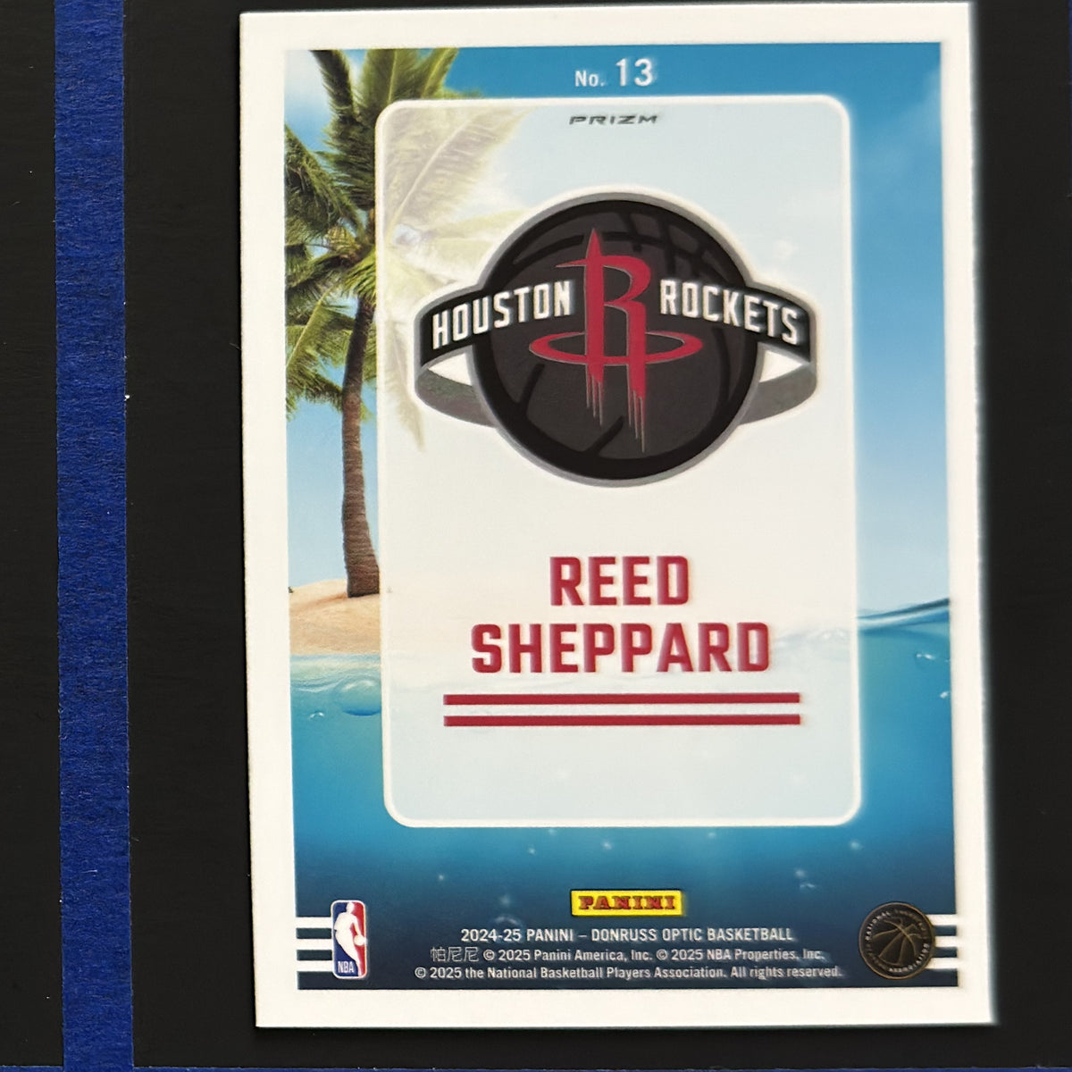 2024-25 Panini Donruss Optic Splash! Purple Reed Sheppard RC #13 — back view