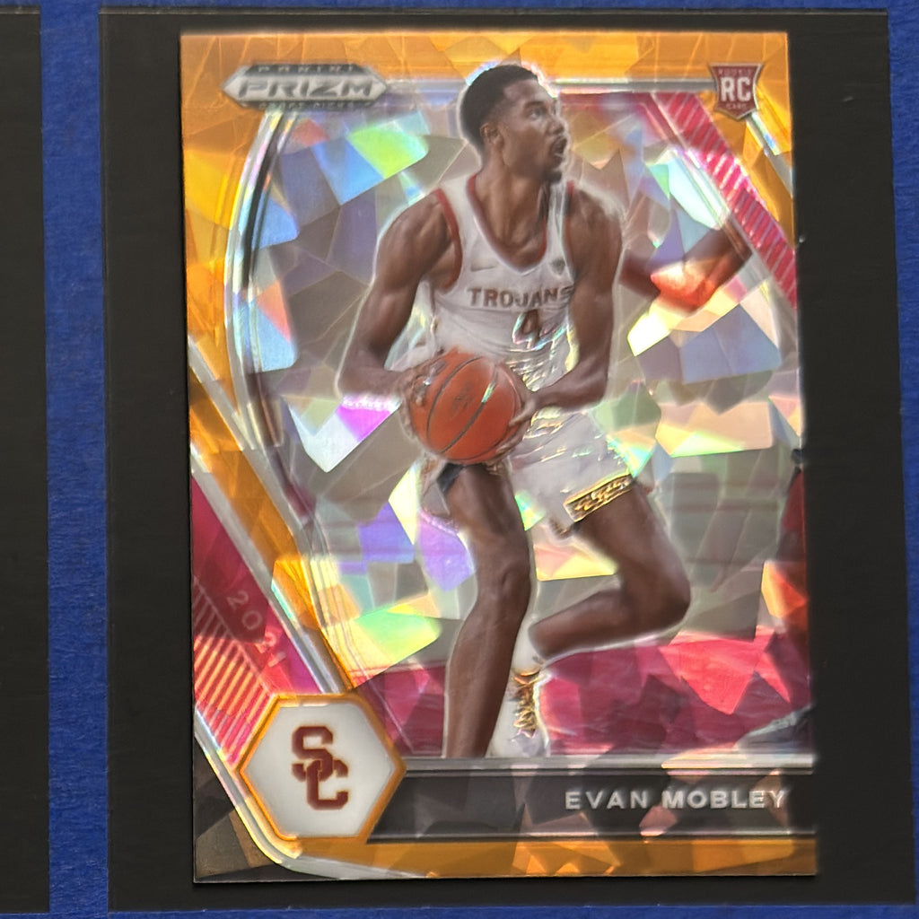 2021-22 Panini Prizm Draft Picks Orange Cracked Ice Evan Mobley RC #2 — front view