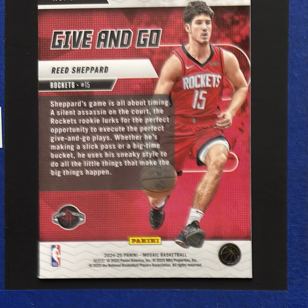 2024-25 Panini Mosaic Give and Go Silver Mosaic Reed Sheppard RC #7 — back view