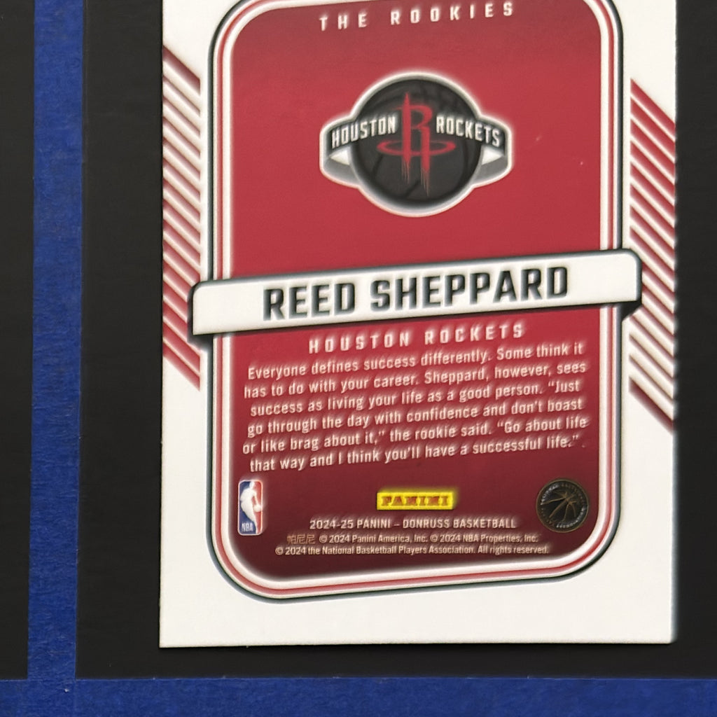 2024-25 Panini Donruss The Rookies Reed Sheppard RC #4 — back view