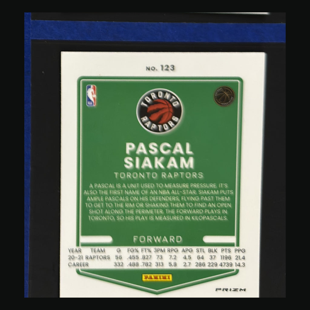 2021-22 Panini Donruss Optic Blue Velocity Prizm Pascal Siakam #123 — back image