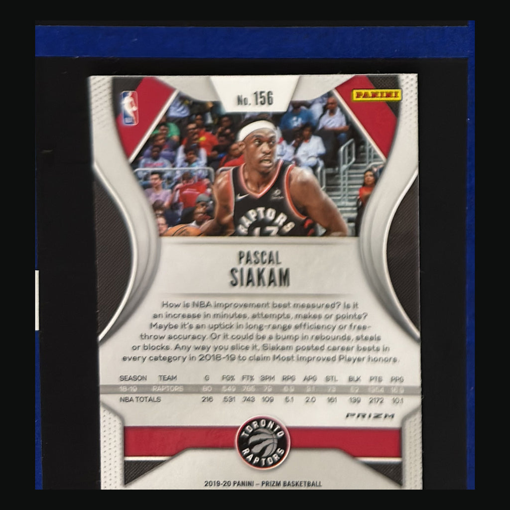 2019-20 Panini Prizm Choice Blue Yellow Green Prizm Pascal Siakam #156 — back view