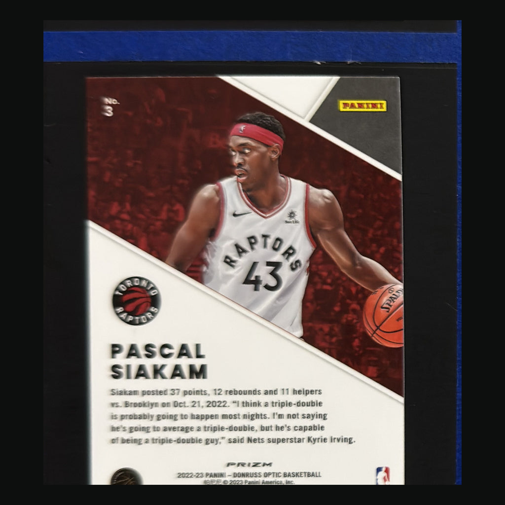 2022-23 Panini Donruss Optic Winner Stays Purple Prizm Pascal Siakam #3 — back view