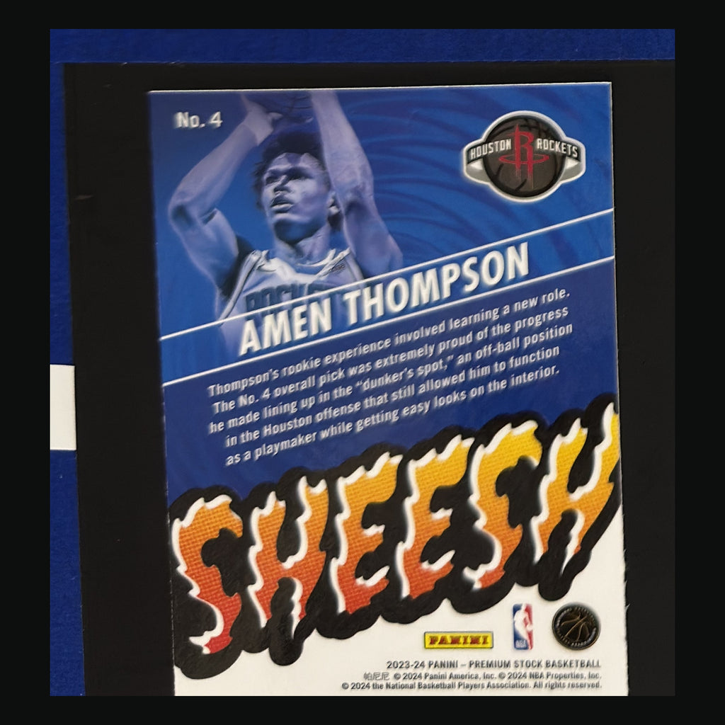 2023-24 Panini NBA Hoops Premium Stock Sheesh! Amen Thompson #4 — back view