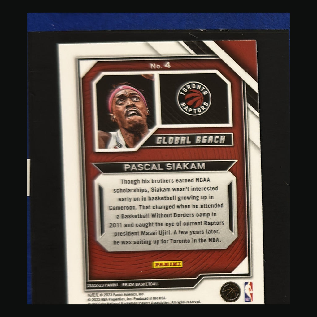 2022-23 Panini Prizm Global Reach Pascal Siakam #4 — back view