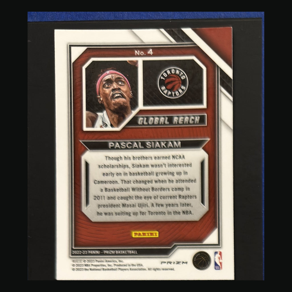 2022-23 Panini Prizm Global Reach Silver Prizm Pascal Siakam #4 — back view